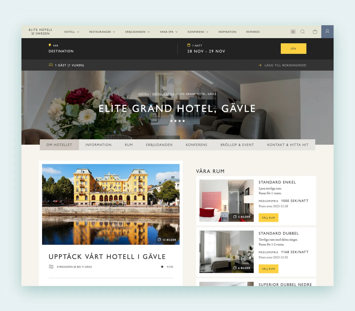 Elite Hotels' new website