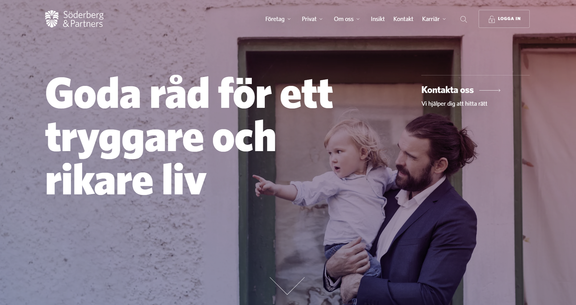 Text on image: good advice for a richer life. Image of man with a child in his arms