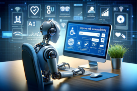 robot in front of computer