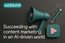 Collage with play button, megaphone and pen in green