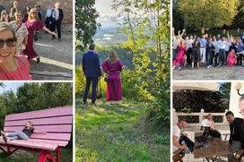 collage of pictures of people at Epinova outdoors in Italy