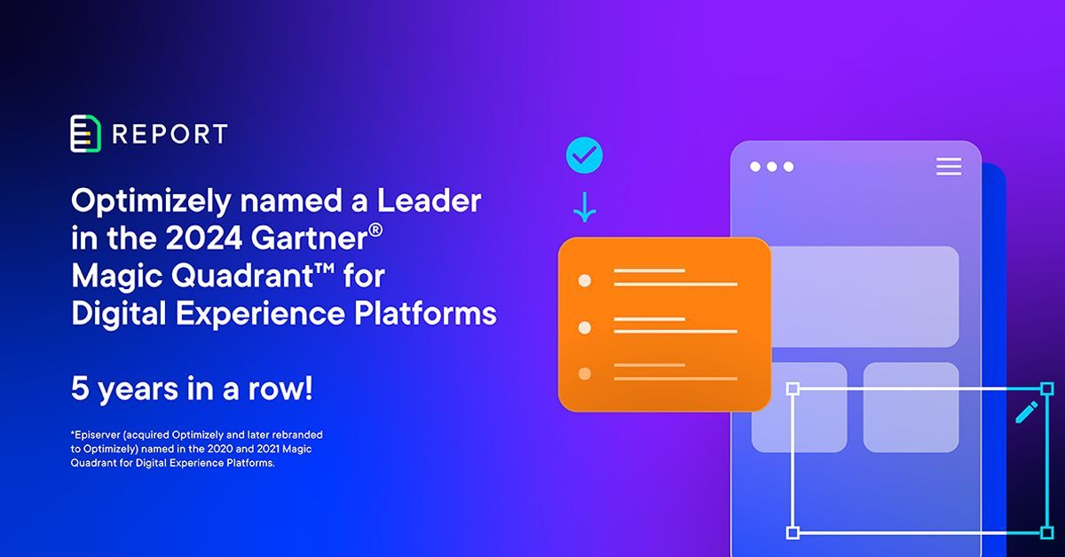 Gartner illustration with Optimizely named "Leader" in text