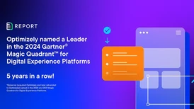 Gartner illustration med Optimizely utnämnd som "Leader" i text