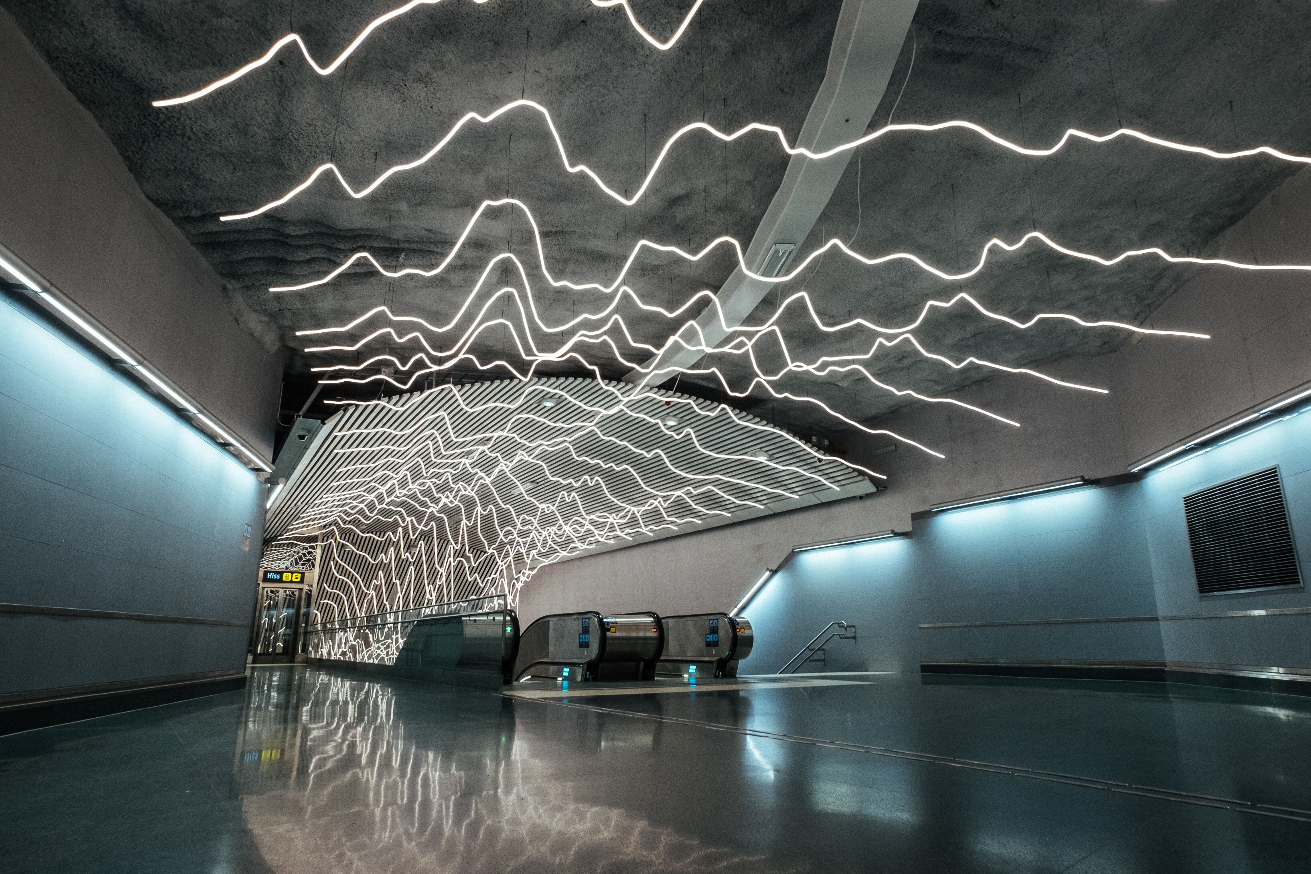 bilden föreställer tunnelbane-rulltrappa i Stockholm