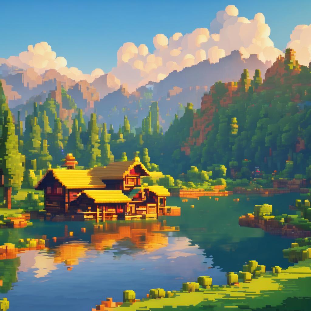 Image with a house by riverside in alp landscape