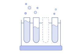 Illustration of blue test tubes with different amount of liquids 
