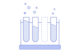 Illustration of blue test tubes with different amount of liquids 