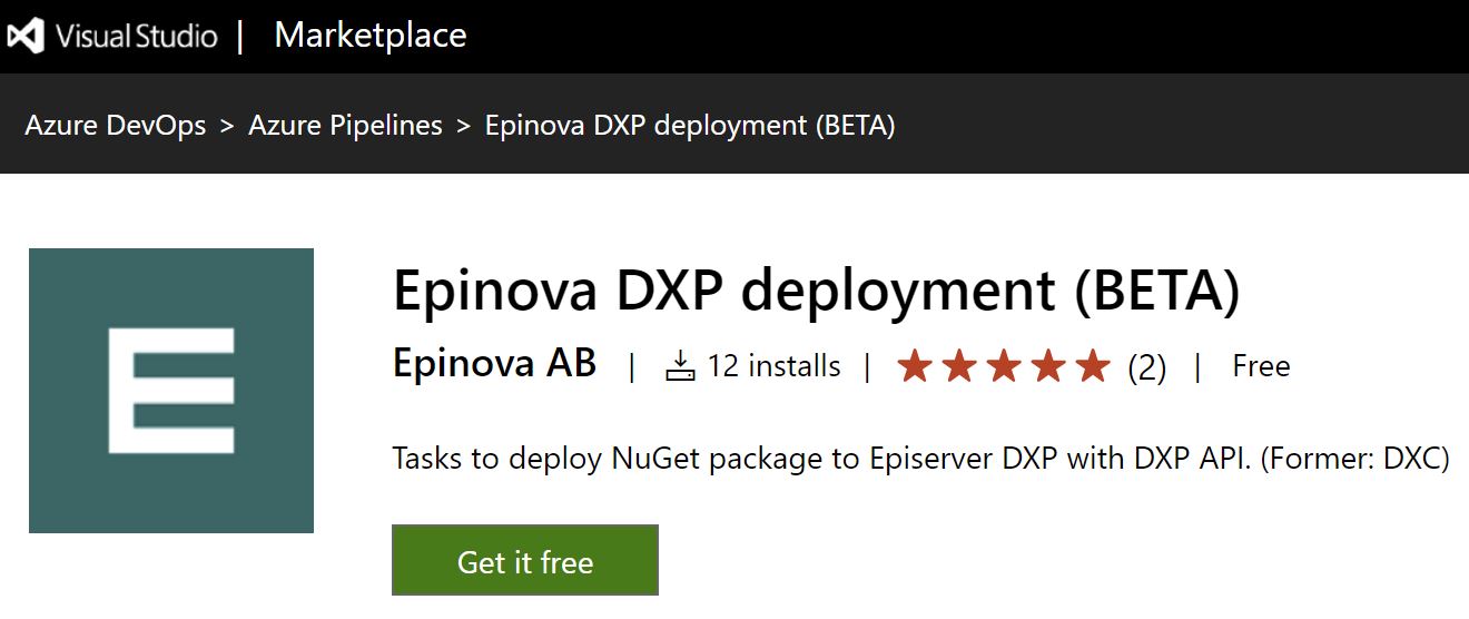 Epinova DXP deployment Azure DevOps extension