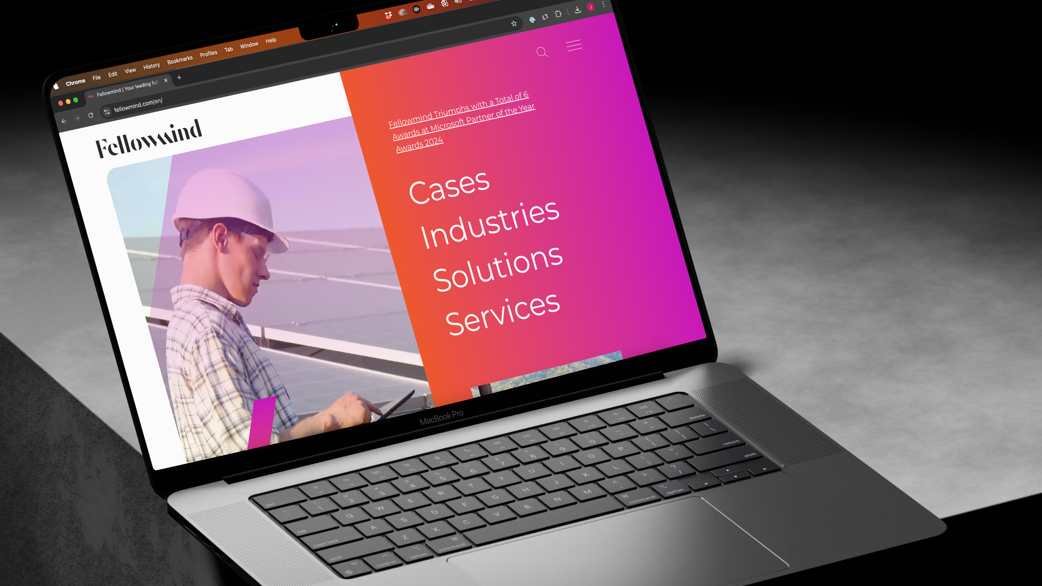 Fellowmind start page on a laptop