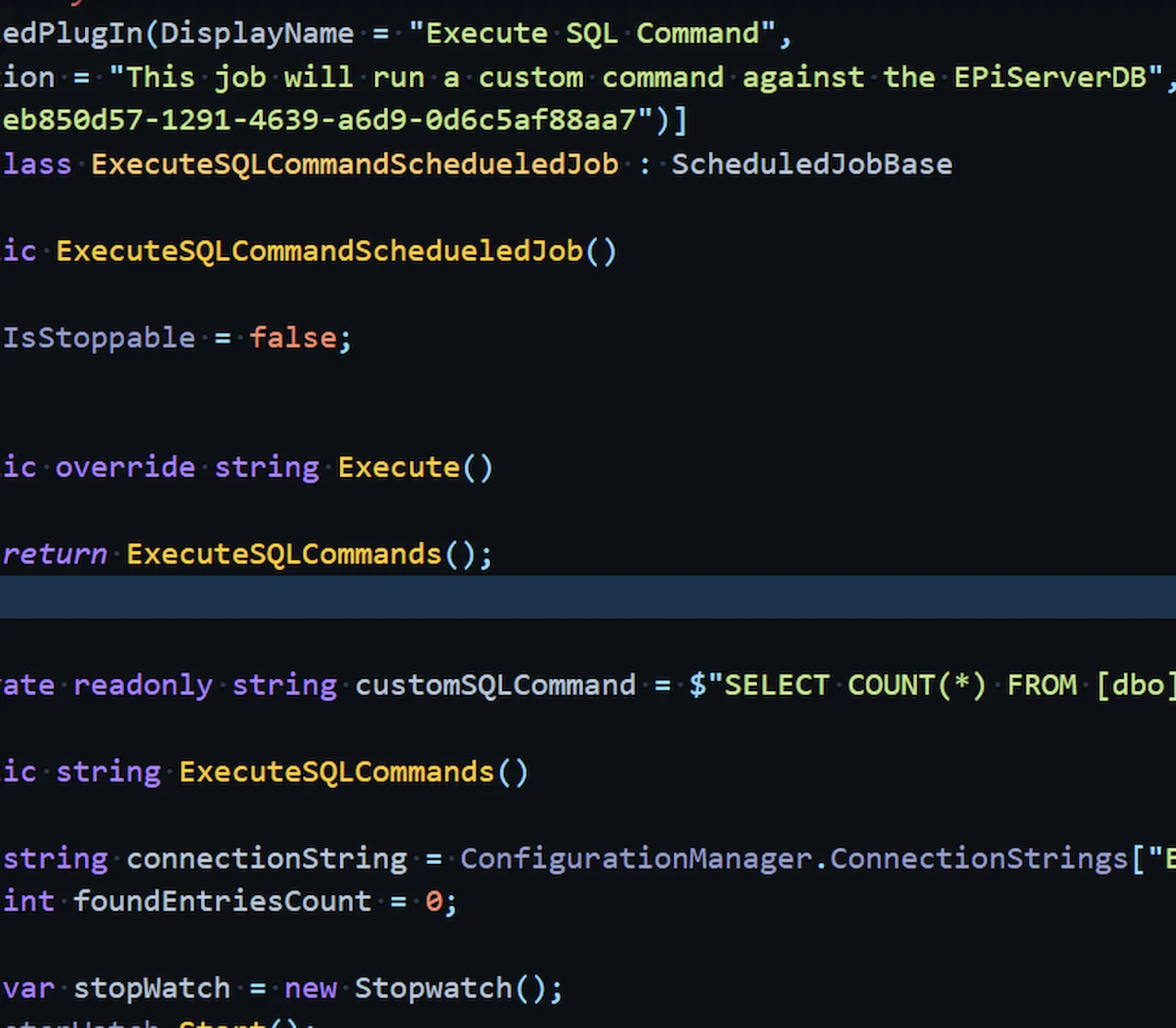 Screenshot of code