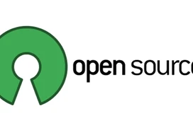 Open Source Initiative logo featuring a green keyhole design next to the text "open source