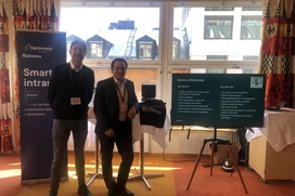 Linus Ekström och Martin Holmberg i montern på Smarta Intranät