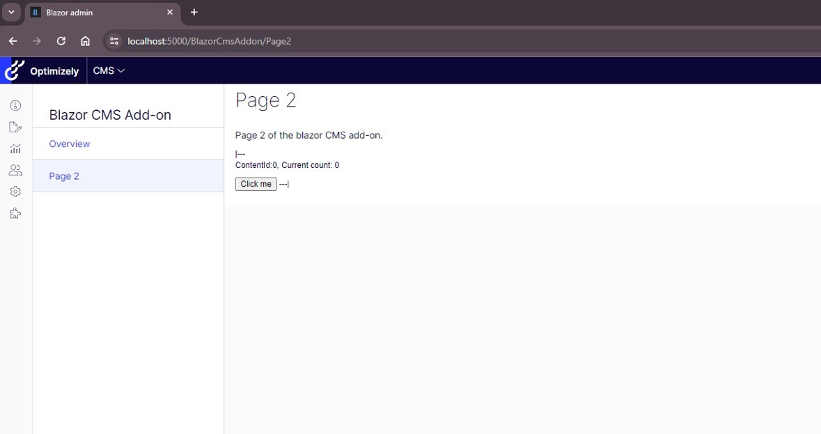 Blazor component CMS Add-on page 2