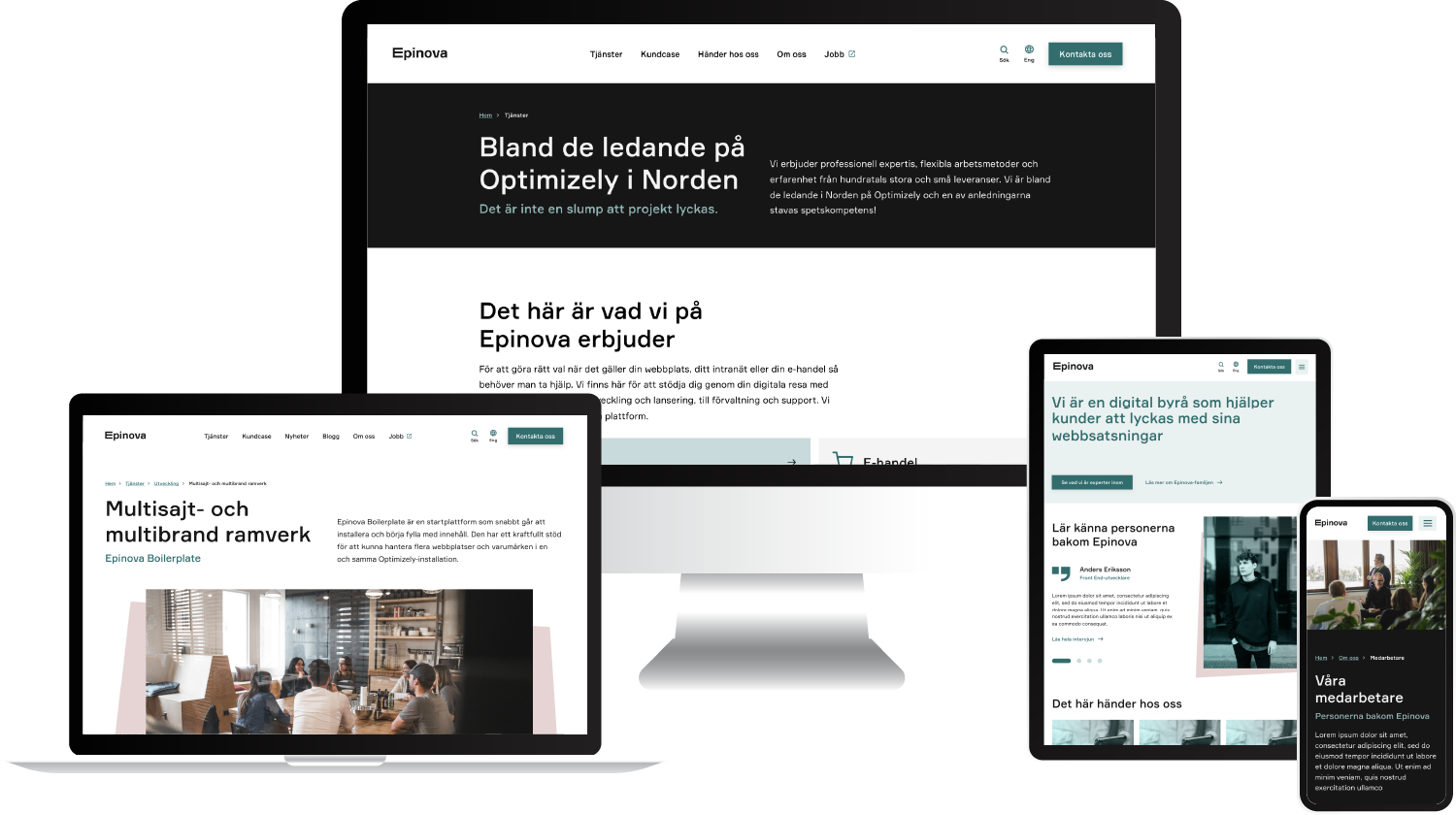 Epinova's framework is displayed on different devices