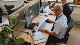 A person working at his computer