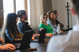 Happy people in a meeting room