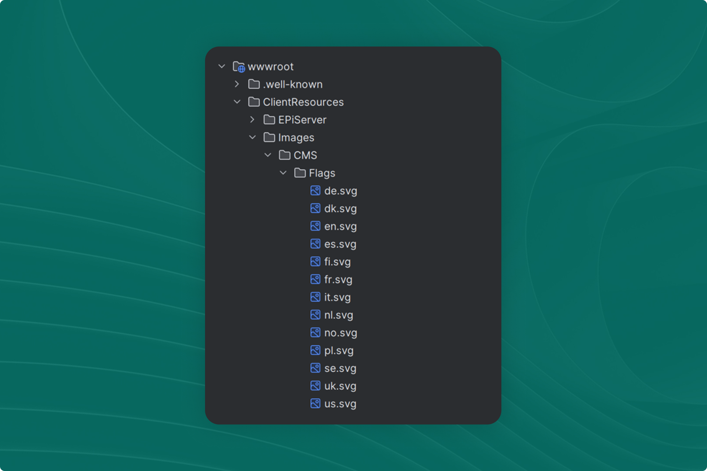Screenshot of files in code project