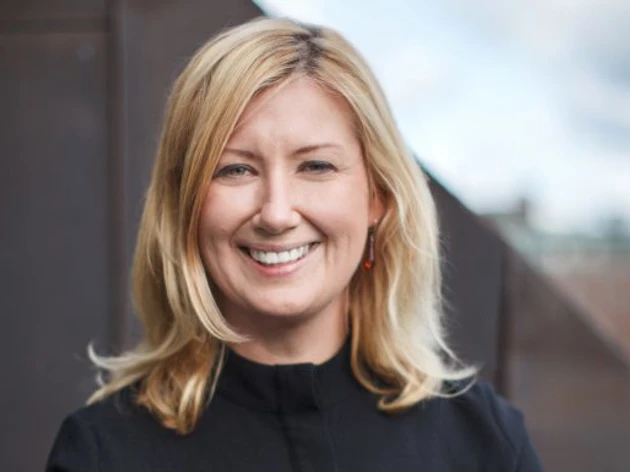 Blonde woman smiling
