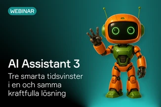 Illustration med en liten robot som håller upp tre fingrar