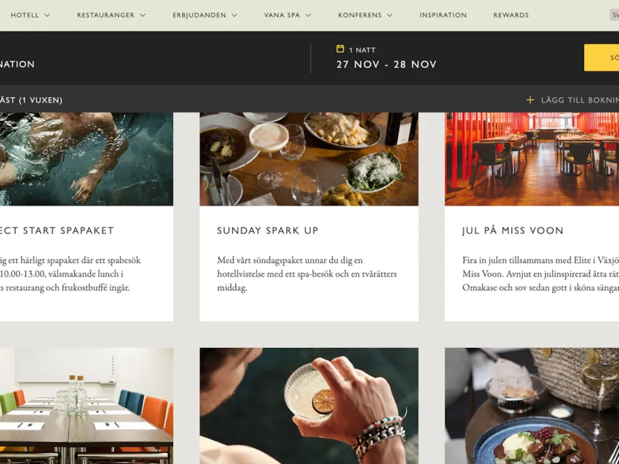 screenshot showing a page on Elite Hotel's new website
