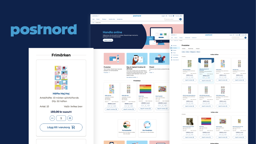 kollage av bilder från PostNords e-shop 