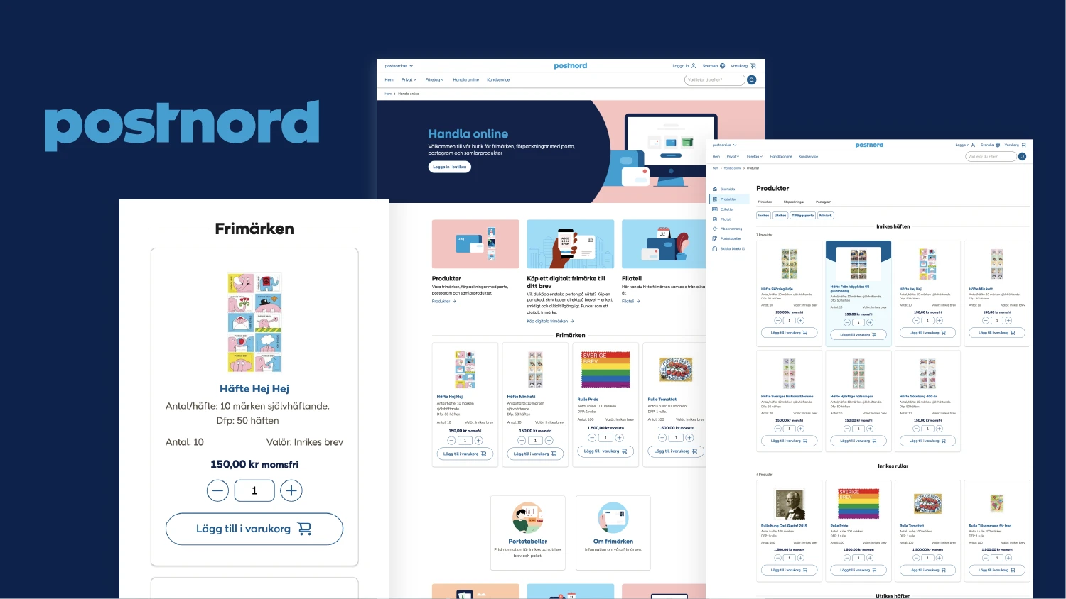 kollage av bilder från PostNords e-shop 