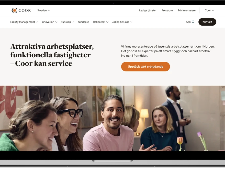 screen shot of Coor's website