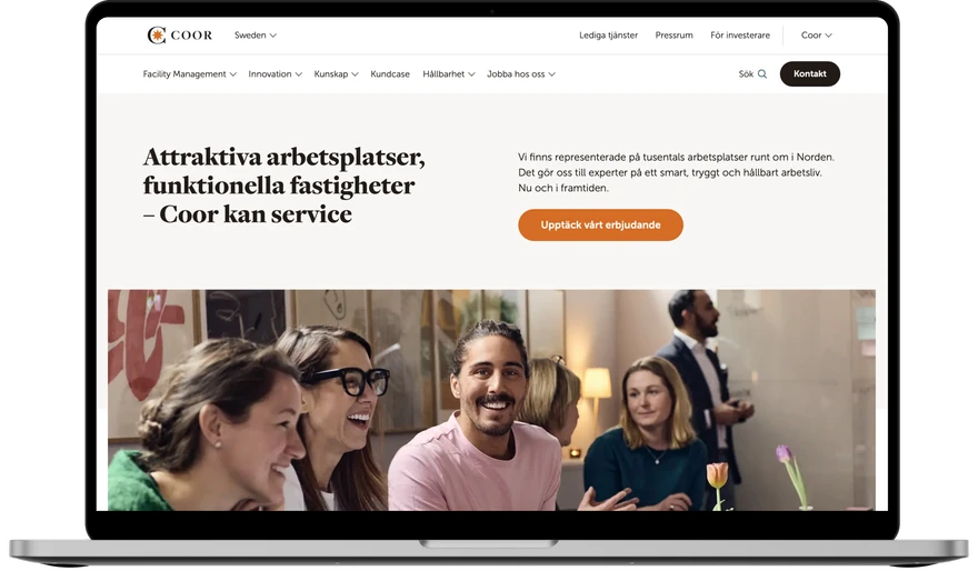 screen shot of Coor's website