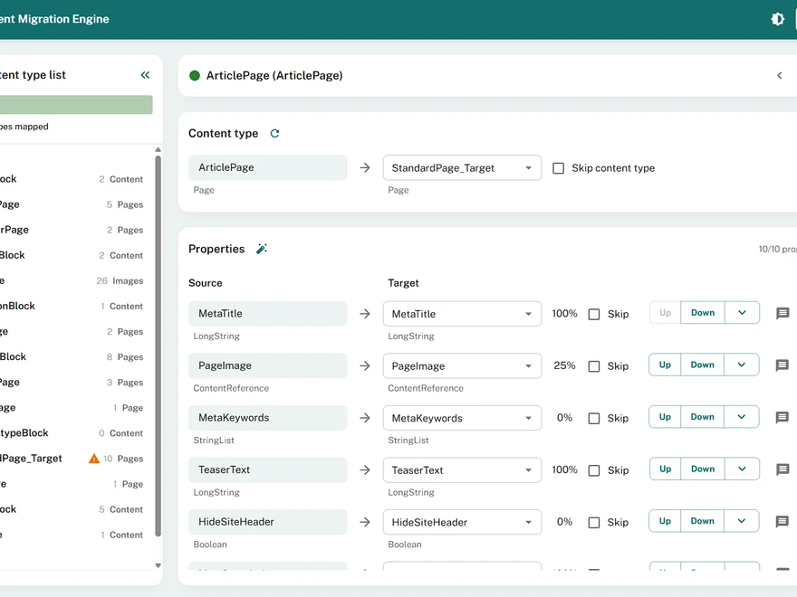 Screenshort of the migration tool