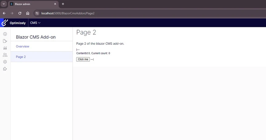 Blazor component CMS Add-on page 2